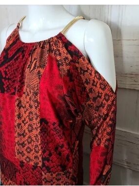 Women’s Micheal Kors  Retro, Y2K, Hobo,  Red & Orange Snake-Print  Top - M